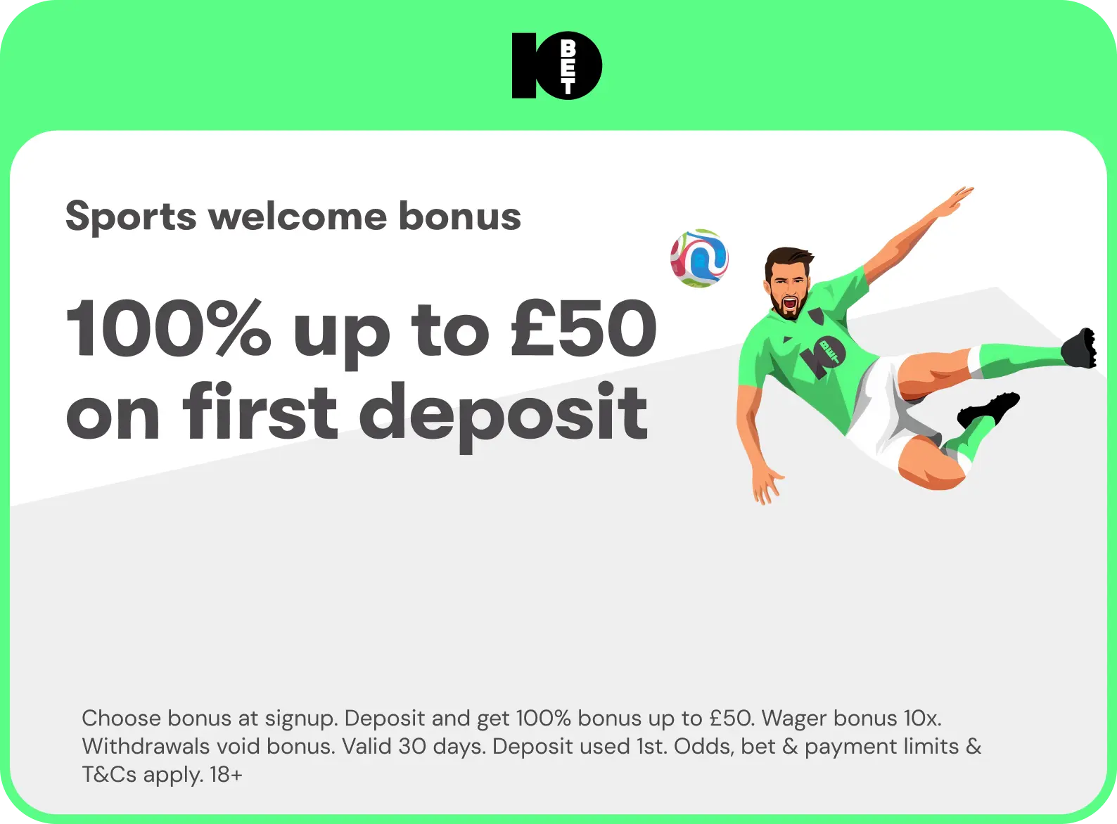 10Bet offer. 18+, terms apply.