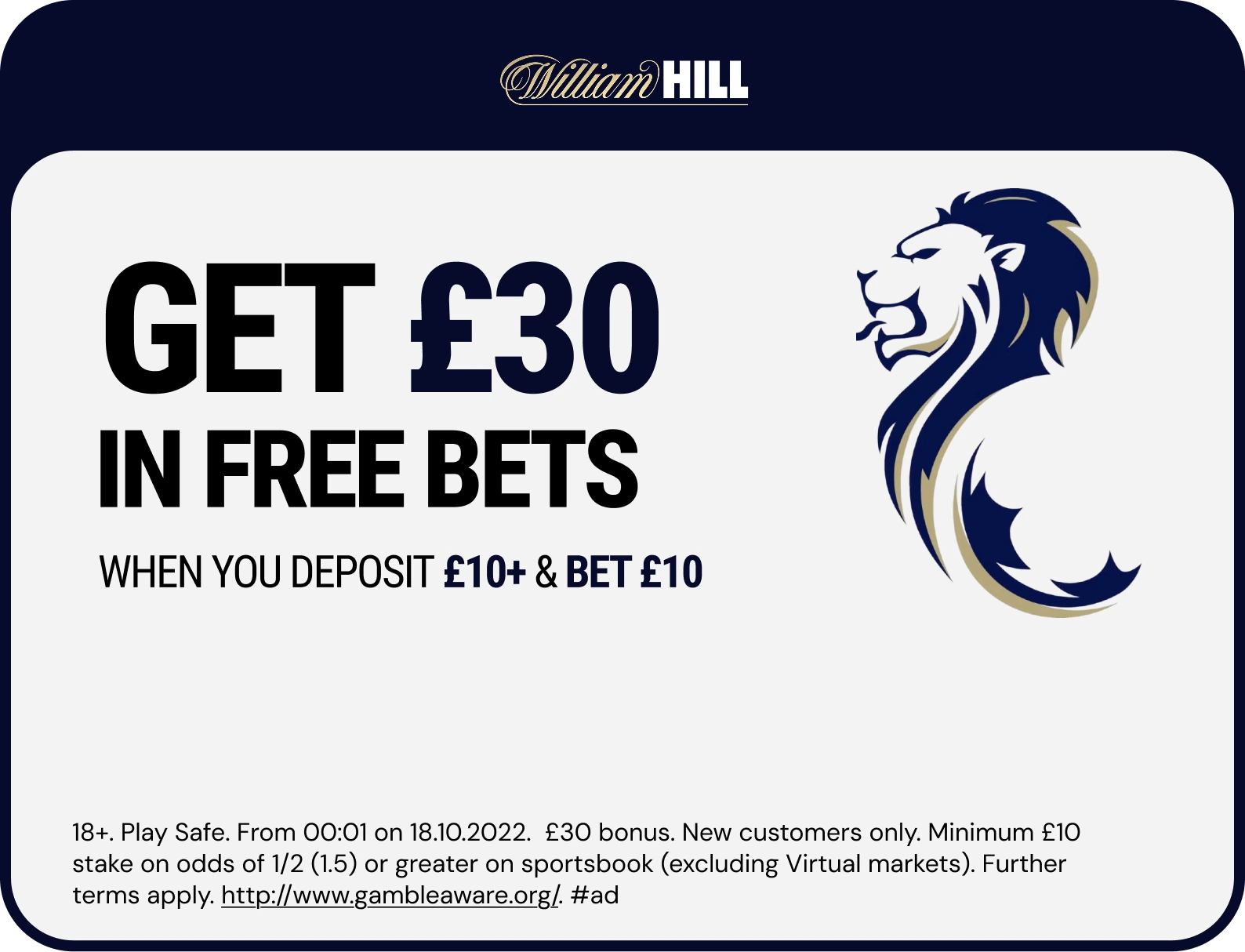 William Hill offer. 18+, terms apply.