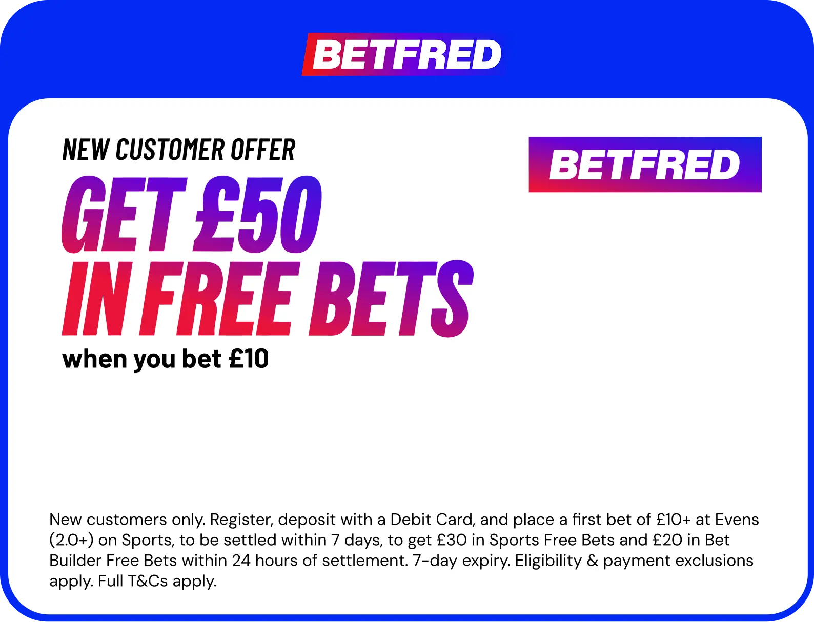 Betfred offer. 18+, terms apply.