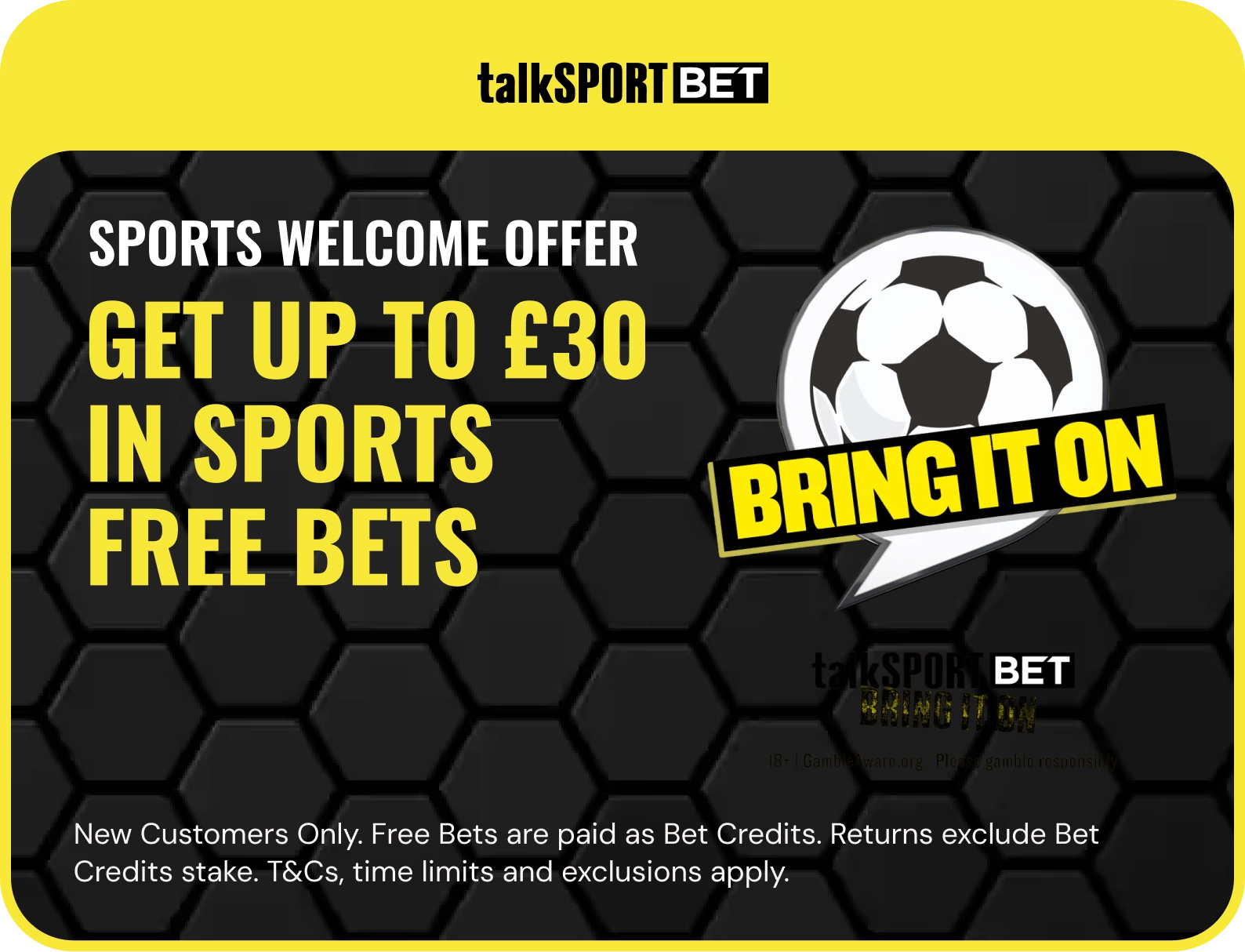 talkSPORT BET offer. 18+, terms apply.