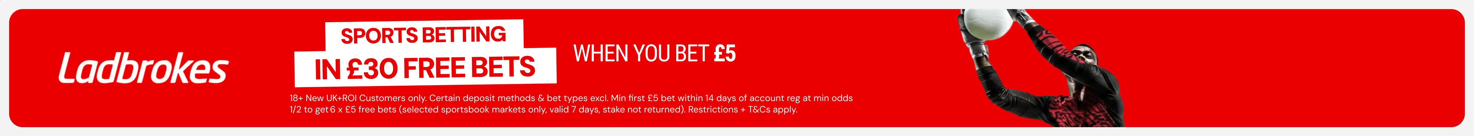 Ladbrokes offer — £5 in free bets when you bet £5